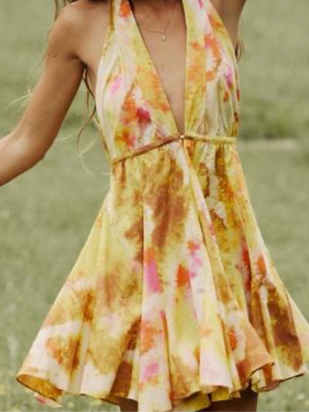 Zara Yellow and Orange Tie-Dye Halter Romper - Picture 2 of 7